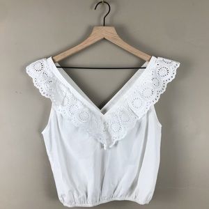 UNKNOWN BRAND || V-neck Eyelet Crop